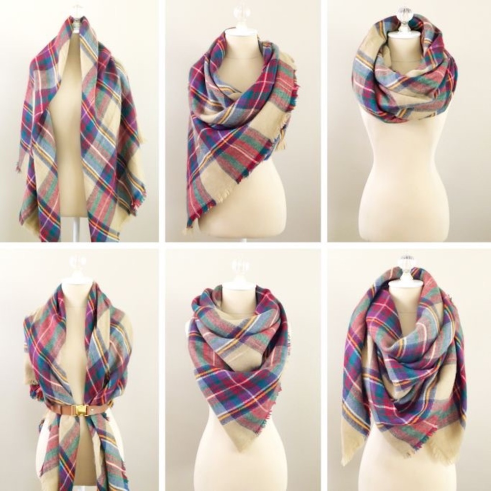 URBAN OUTFITTERS Palatine Acrylic Fringed Rectangle Wrap Blanket Scarf - Picture 14 of 16